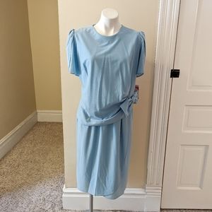 Vintage Lorac Original NWT pale blue dress with side bow size 18